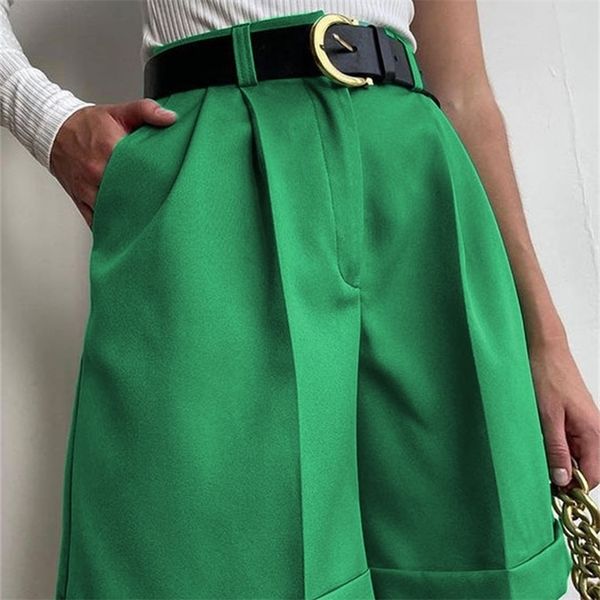 

bornladies summer high waist shorts for women casual loose wide leg solid female short pants y2k booty 220630, White;black