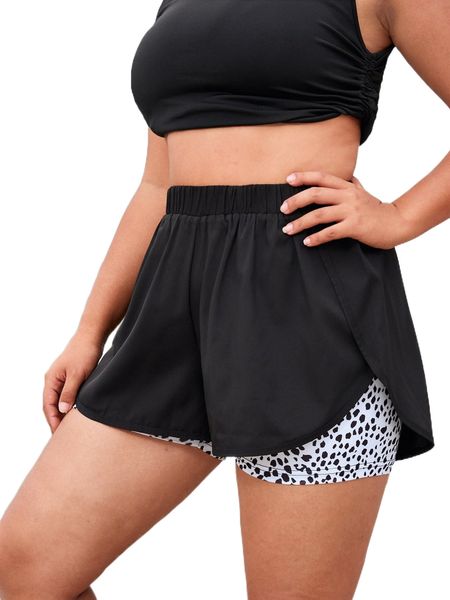 

plus lightweight dalmatian print sports shorts w2yq#, Black