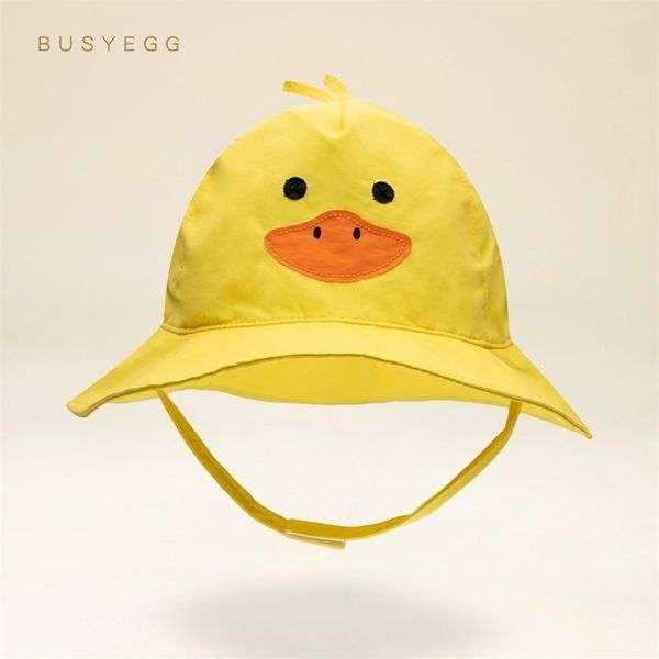 

summer cartoon yellow duck baby girls boys caps bonnet adjustable beach accessories kids sun hat panama children cap casquette 220519