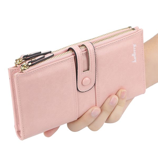 

fashion lady long leather wallet women korean style card holder classic female purse wallet double zipper, Red;black