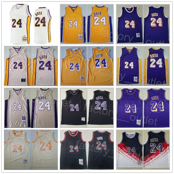 

men retro mitchell & ness vintage bryant basketball jersey all stitched black red white blue purple yellow team color breathable for sport f
