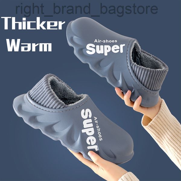 

super winter household slippers warm women waterproof slides couples non slip sandals plush cotton indoor outside home shoes w220808, Black