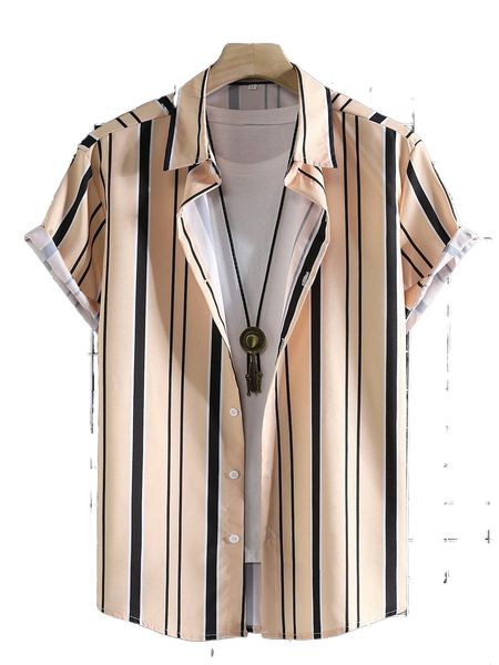 

men random vertical striped shirt without tee m1p4#, White;black