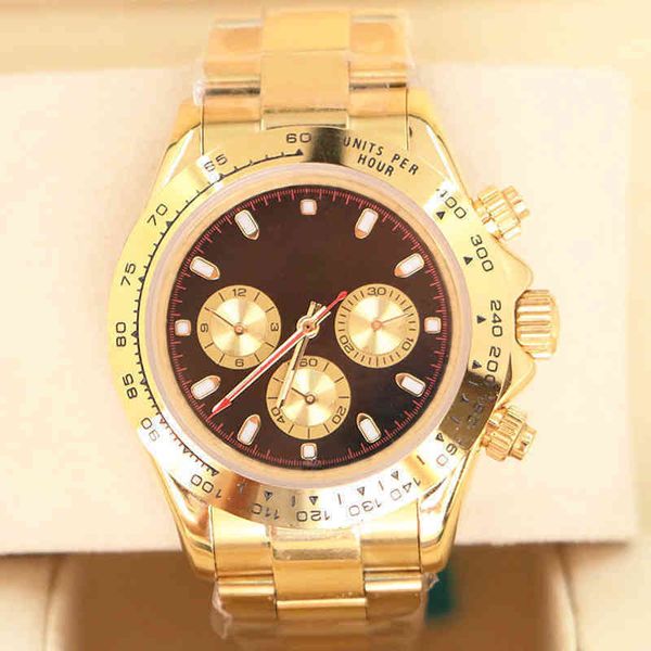

uxury watch date gmt large wrist es automatic yellow gold 41mm folding buckle round chronograph waterproof smarathon anthony montre sports, Slivery;brown