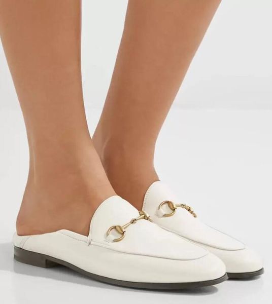 Toptan Fiyat- Lüks Marka Sandal Horsbit Loafers Ayakkabı Brixton Katlanabilir Deri Oxfrod Yürüyüş Beyaz Siyah Ünlü Lady Konfor Ayakkabı Eu35-42 Kutu