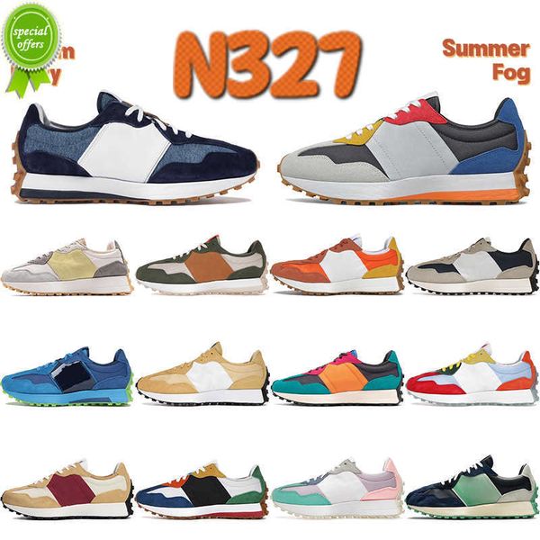 

2022 327s sneakers men running shoes dark violet summer jade maroon light grey denim navy figs olive outerspace fog mint n327 mens sports, Black