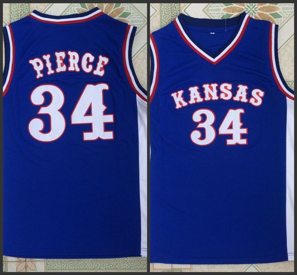 

men's kansas jayhawks #34 paul pierce blue stitched jersey, Black