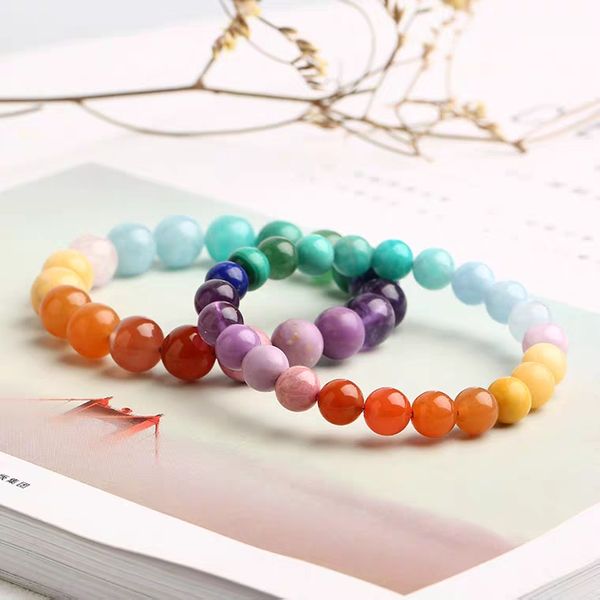 

natural different mixed rainbow malachite lapis amazonite rose quartz agate round beads bracelet 8mm 10mm 12mm 14mm aaaaa, Silver
