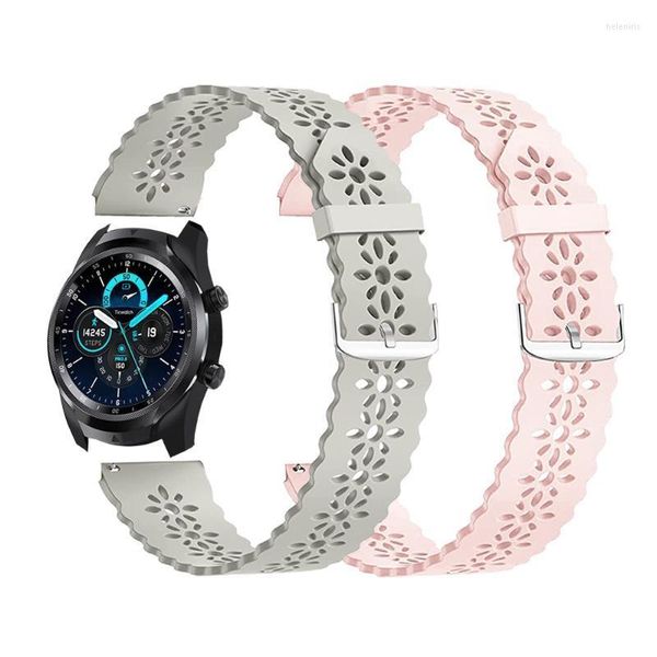 Assista Bands 20mm 22mm Silicone Lace Pulp Strap para Ticwatch Pro 3 202/GTX Banda E3/GTH Correa Acessórios para pulseira Hele22