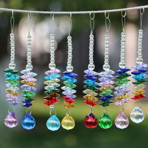 Objetos decorativos Figuras Crystal SunCatcher Ball Prism Candelier Feng Shui decoração pendurada em casa decoração de casamento decorativa