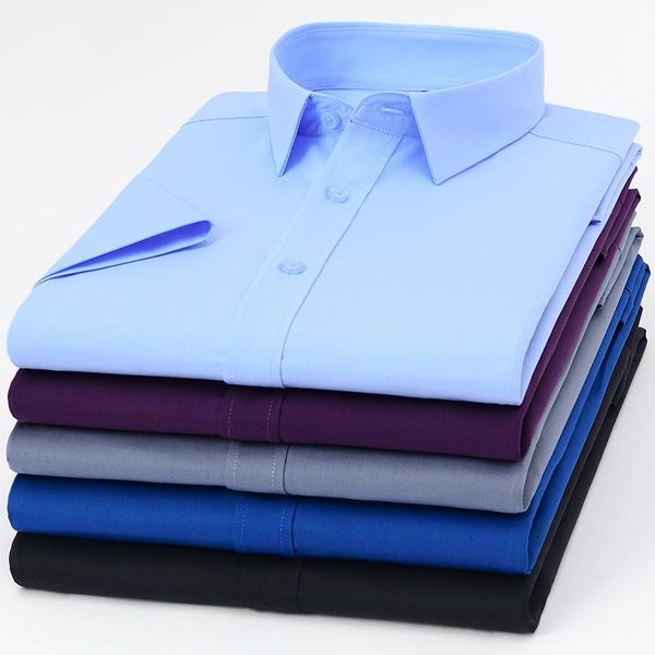 Camisas casuais masculinas de alta qualidade homens camisa camisa de manga curta de fibra de fibra de fibra de fibra de fibra de fibra de marca de marca 19 cores 412 Men's Men'smen's