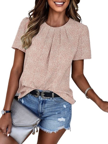 

dalmatian print plicated detail blouse e9u5#, White