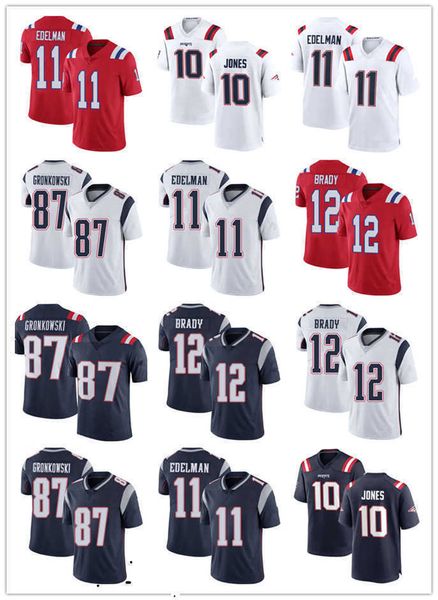 

2022 football jerseys new england''patriots''men women youth 12 tom brady 87 rob gronkowski 11 julian edelman 10 mac jon, Black;red