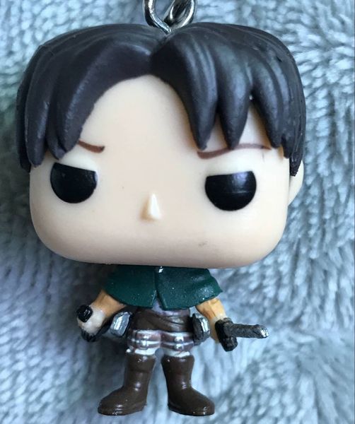 

funko pop figures attack on giant captain levi keychain doll pendant hand pocket
