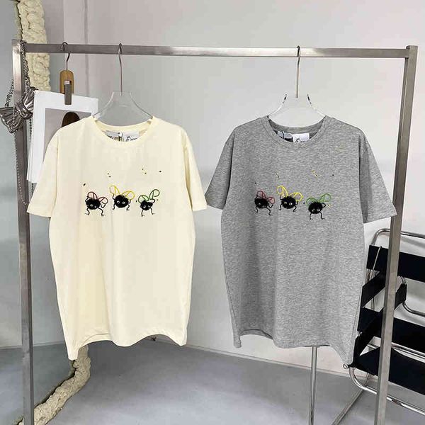 

loe family chihiro naza's same embroidered coal ball elf spring and summer new luoyi t-shirt, White
