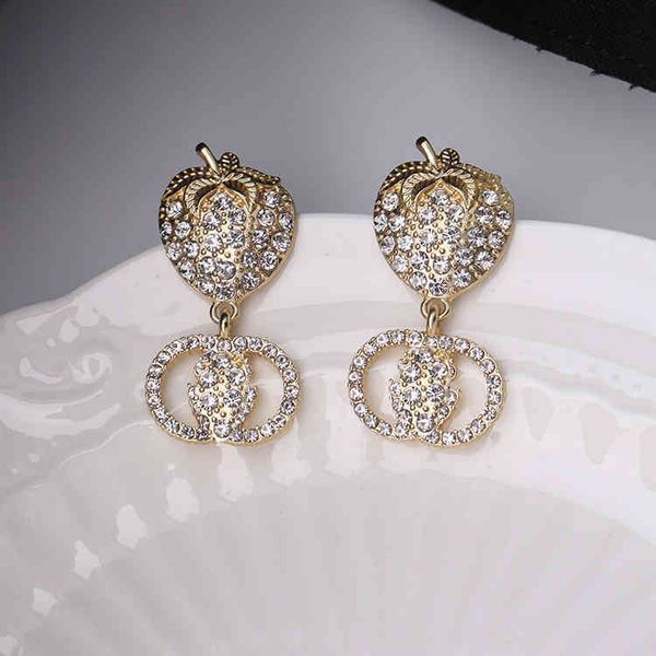 

jewelry new strawberry ancient diamond earrings s925 silver needle, Black