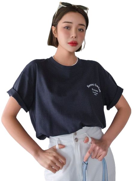 

dazy slogan graphic drop shoulder tee 38z1#, White