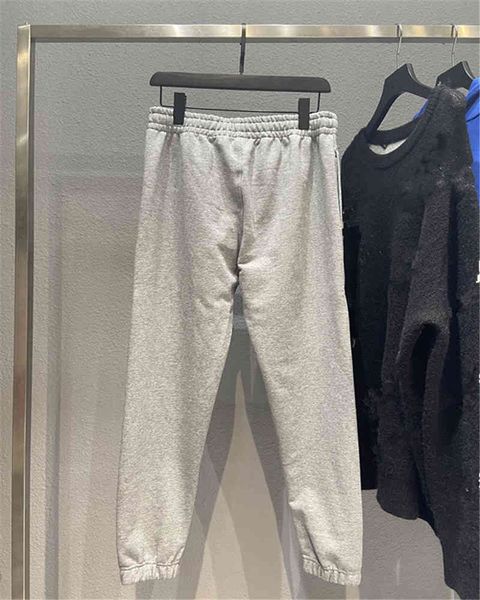 

trousers excelent sense version autumn and winter new front printed custom weaving and dyeing couple foot binding terry guard pants, Gray