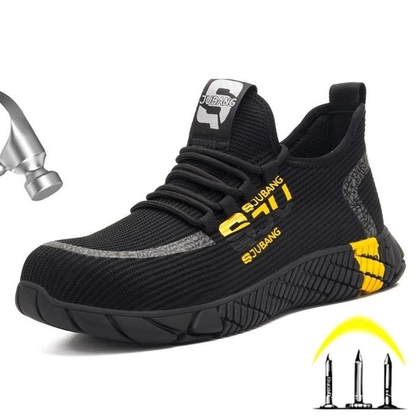 

safety shoes men footwear breathable light sneakers steel toe indestructible work shoes soft antipiercing work boots plus size 210315, Black;brown