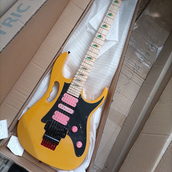 

6 strings yellow electric guitar with maple fretboard 24 frets