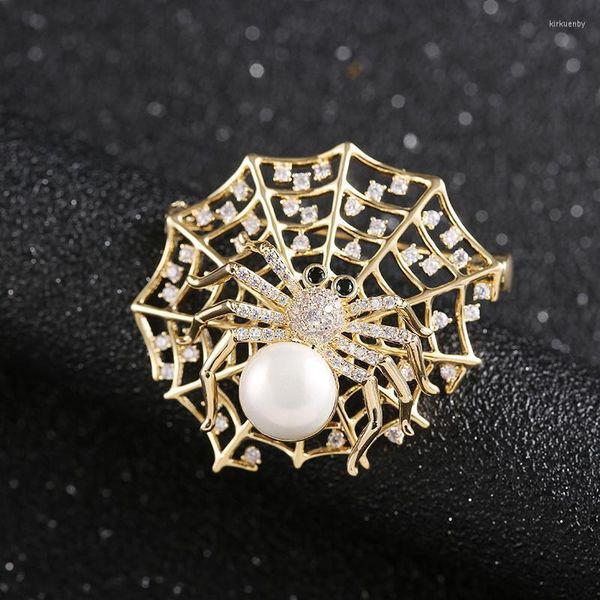 Pins Broschen Niedliche Goldfarbe Strass Spinnenbrosche Mode Vintage Elegantes Insekt Für Frauen Männer Kleid Mantel Zubehör Geschenke Kirk22