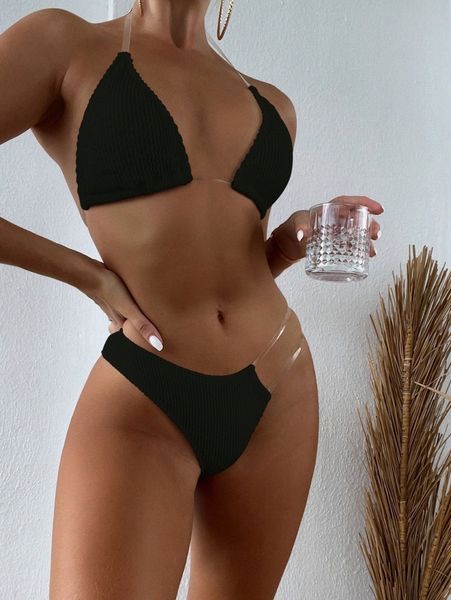 

plain clear strap bikini swimsuit u7je#, White;black