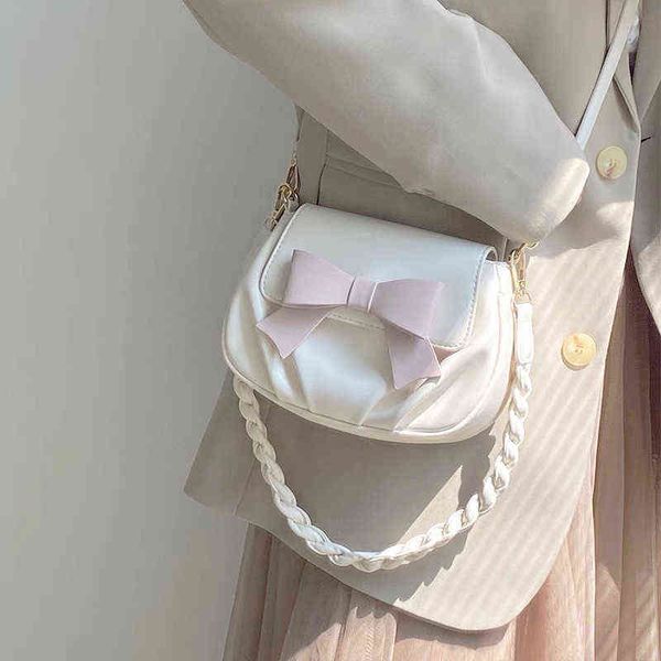 

haex elegant soft bolso mujer korean style solid bow knot crossbody bags vintage concise women's bag 2022 trend sac a main femme g22050