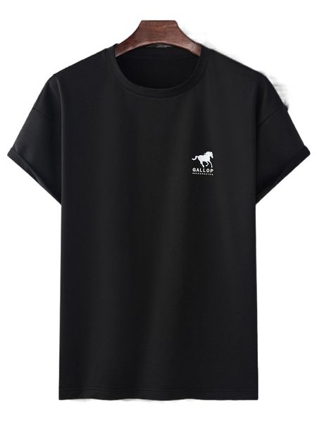 

men letter & horse print tee f28x#, White;black