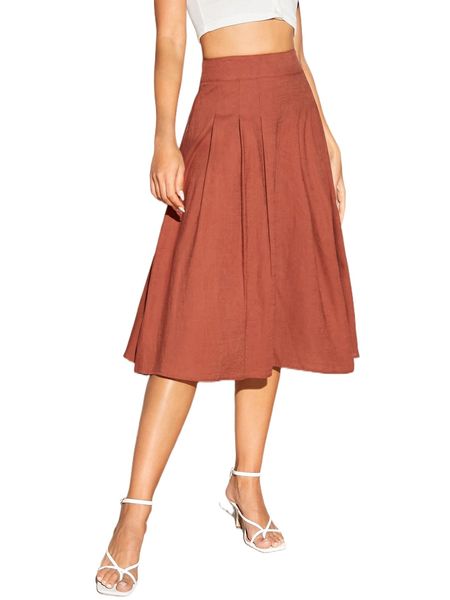 

solid pleated skirt i9pg#, Black