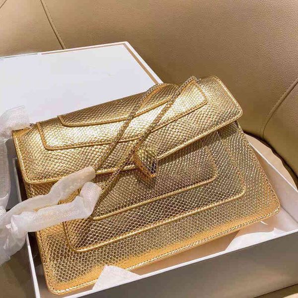 

designer handbags new snake head bag chain bar small square fashion women's single shoulder portable diagonal cross gori suction buckle