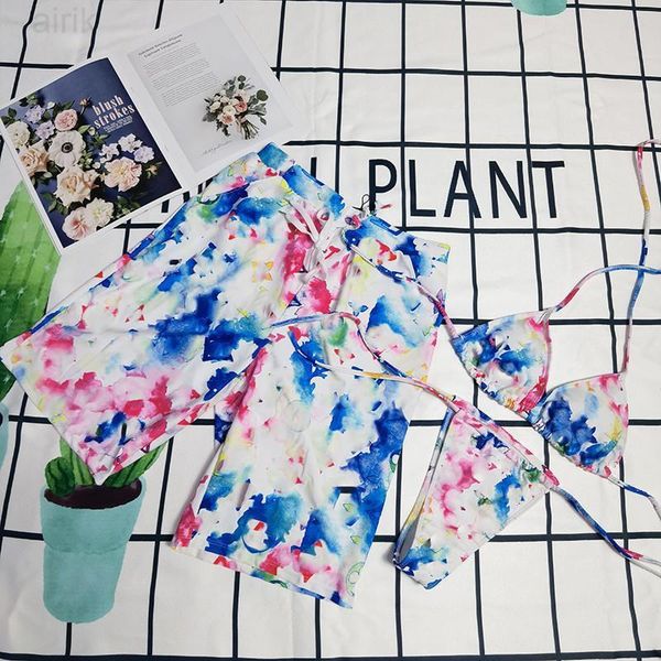 

fashion tie-dye print women bikinis set summer breathable men shorts holiday personality designer couple swimwear, White;black