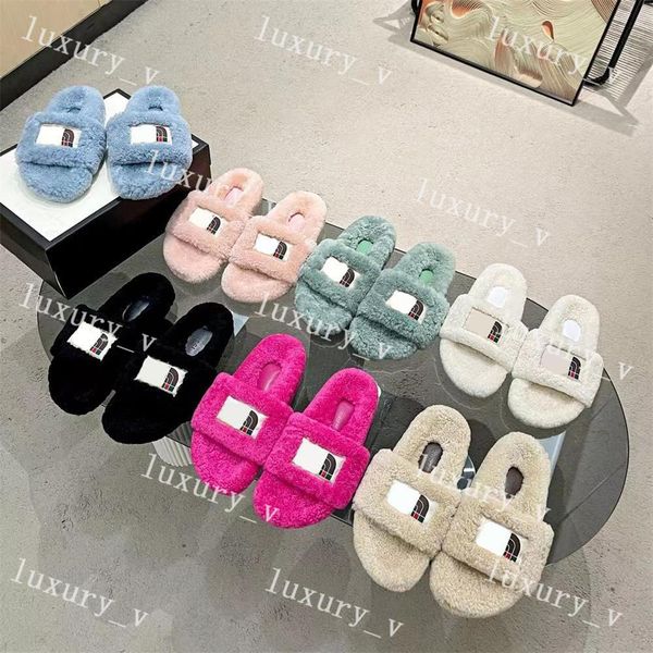 

designer fur slippers women slides merino wool slippers thick bottom light brown fashion apartment flat muller heel slipper winter mullers, Black