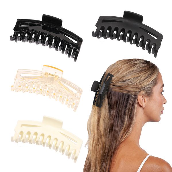 

length 13.5 cm large keel m-shaped hair clamps women pure color plastic hair claws clips for lady shower headdress ponytail hairpins accesso, Slivery;golden