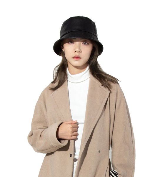 

women 100% real sheepskin hat winter bucket cap fisherman hat black, Blue;gray