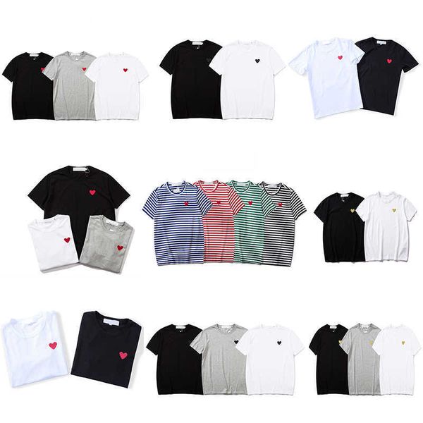

fashion mens play t shirt cdg designer red heart shirt commes casual women shirts des badge garcons high quanlity tshirts cotton embroidery, White;black