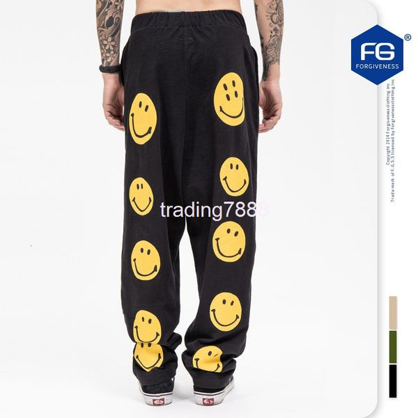 

men's shorts fg men's wear | autumn style back smiling face printed casual pants terry sweatpants 41qg, White;black