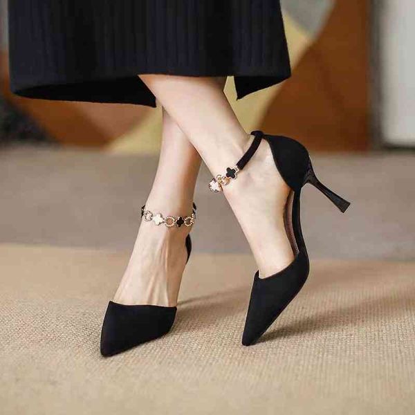 

sandals black stiletto heels women's spring design sense of minority temperament french pointed shallow mouth sandals