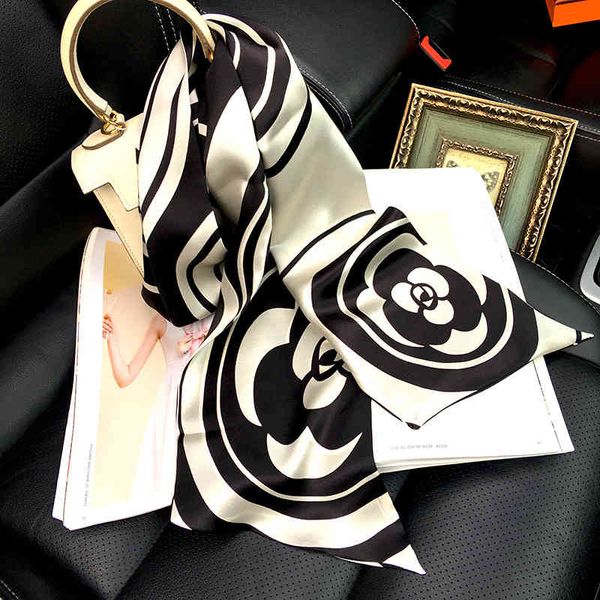 

autumn and winter fashion versatile temperament silk big ribbon hair band 100% mulberry silk scarf small long silk square scarf female, Blue;gray