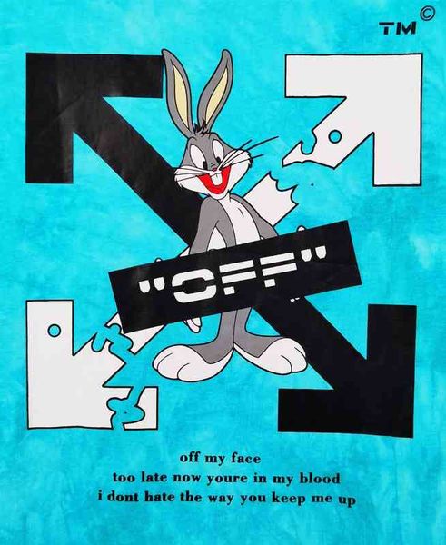 

summer quality bf wind arrow cartoon rabbit off owhite men's and women's leisure high street short sleeve onebx07, White;black