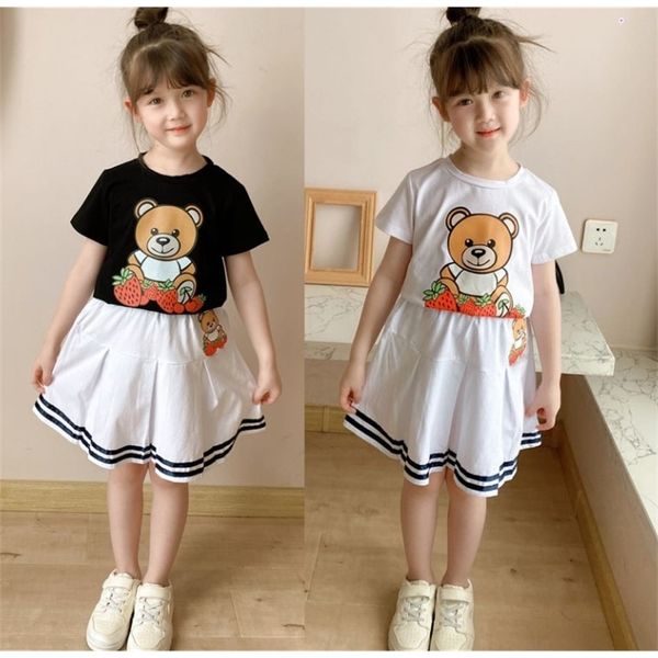 

baby children summer cartoon cute sets, skirts 3-8t 220507, White