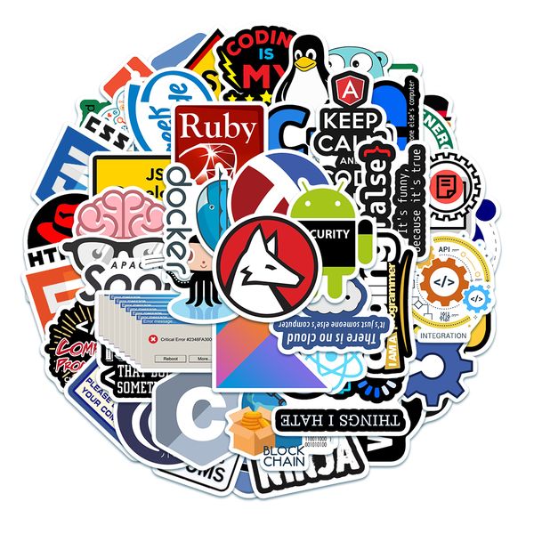 

waterproof sticker 50 pcs geek programming stickers pack for lapphone case luggage graffiti kids teens mixed cool waterproof vinyl decals to