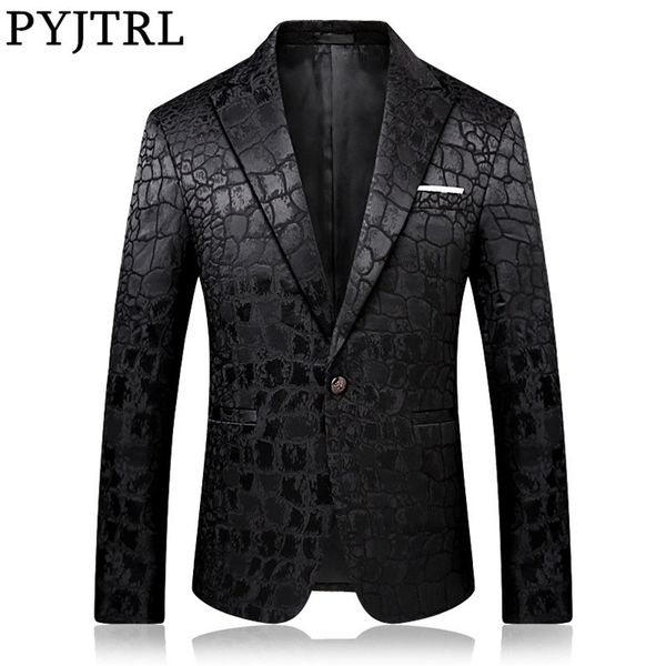 

pyjtrl trend male quality fashion casual jacquard blazers blazer men veste costume homme 201124, White;black