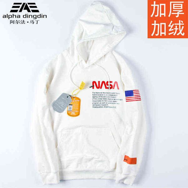 

hoodies sweatshirts designer hoodie nasa co branded sweater men's plush hooded alpha martin wo spring autumn leisure sports, Black