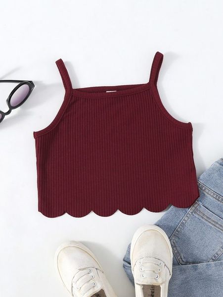 

toddler girls ribbed knit scallop trim cami she, Blue