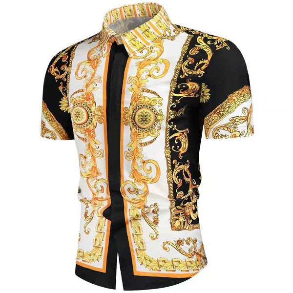 

summer men short sleeve floral dress shirts unique medusa shirt fashion 3d print luxury harajuku men dress shirts mens casual shirts medusa, White;black
