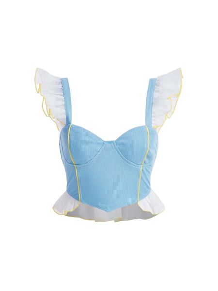 

mod ruffle trim bustier crop z7q1#, White