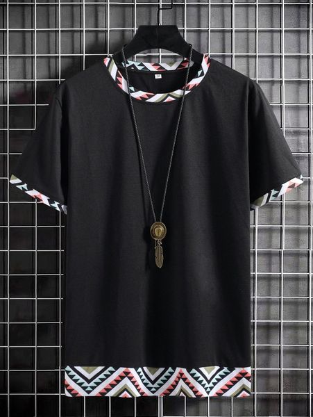 

men geo print tee v9mi#, White;black