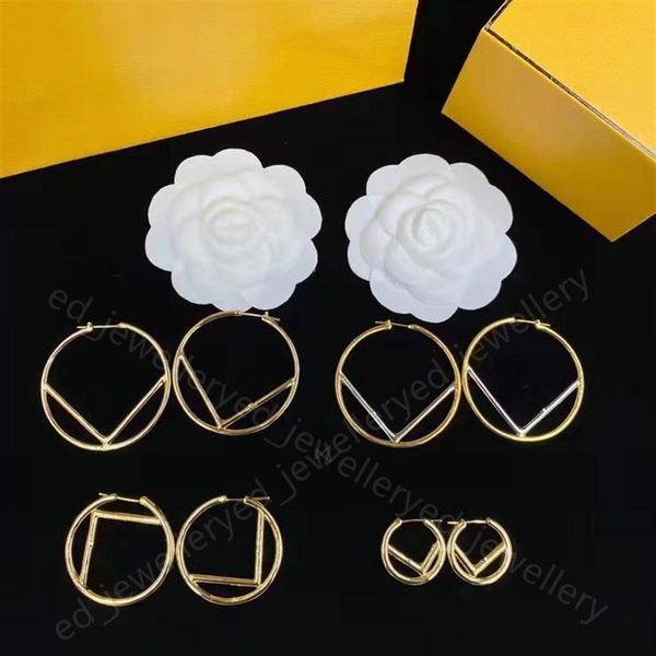 

2022 luxury brand designer stud dance hoop gold pearl earrings letter women's series f with logo 952 silver alex232z, Golden;silver