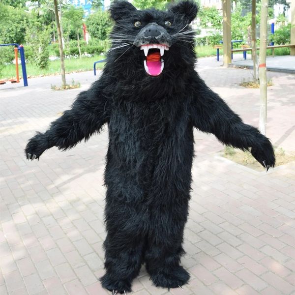 Bear Fursuit Brown/Preto Urso Mascote Costum Desenho Cartoon Puppet Roupa de Traje Realista Expressão Chapesar para Adultos