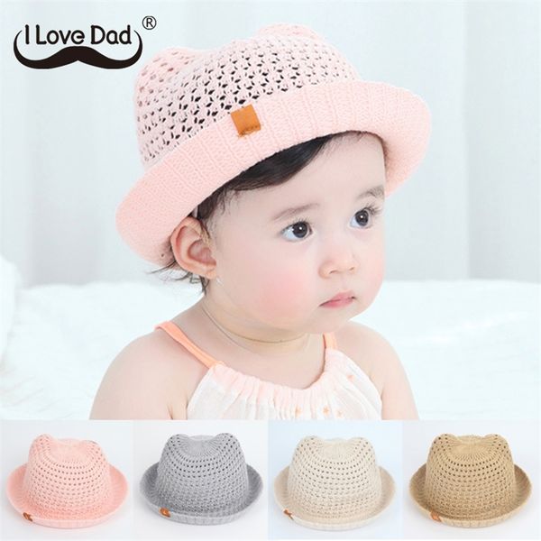 

panama childrens summer baby hats children bucket cap kids toddler baby boys girls sun hat hollow mesh caps casual beach caps 220602, Yellow